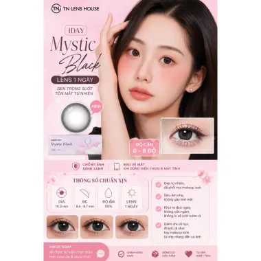 (Giá 1 chiếc)Lens 1Day Mystic Black chống ánh sáng xanh