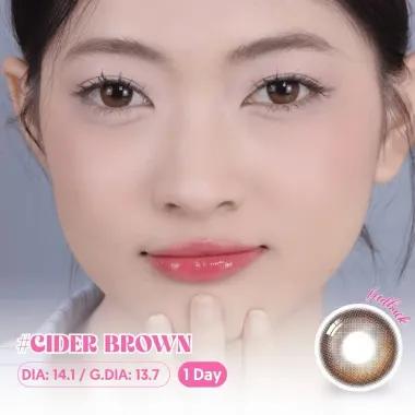 (GIÁ 1 CHIẾC) Lens 1 ngày Eyesme – CIDER BROWN giãn nhẹ 14.1mm