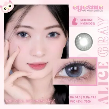 (GIÁ 1 CHIẾC) Lens 1Day Alice Gray Giãn Tròng 14.5mm tone Xám đen bí ẩn