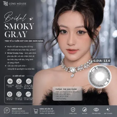 Bridal Smoky Gray - Lens Xám khói nhẹ - viền tia không giãn tròng 14.0mm