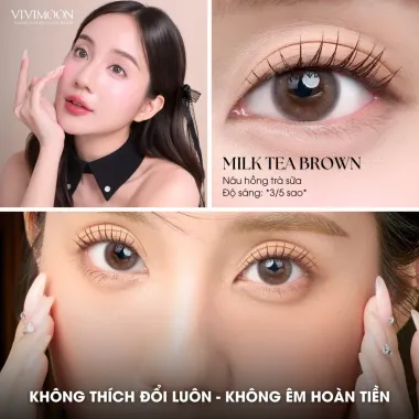 LENS 1DAY Nâu Trà Sữa Tự Nhiên Milk Tea Brown VIVIMOON (Gía 1 chiếc)