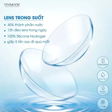 Lens 1DAY TRONG SUỐT cho mắt thở Vivimedi Oxy Plus 24h (iá 1 chiếc)