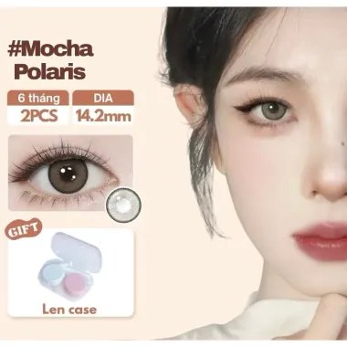 Lens 6 Tháng Fresh Lady mẫu xám tây Mocha Polaris giãn nhẹ 14.2mm(Giá 1 chiếc)