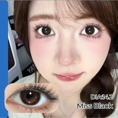 Lens 6 Tháng Fresh Lady - Miss Black giãn nhẹ 14.2mm (Giá 1 đôi)