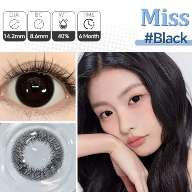 Lens 6 Tháng Fresh Lady - Miss Black giãn nhẹ 14.2mm (Giá 1 đôi)