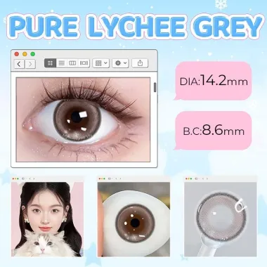 Lens 6 Tháng Fresh Lady mẫu PURE LYCHEE GREY xám hồng giãn nhẹ 14.2mm (Giá 1 chiếc)