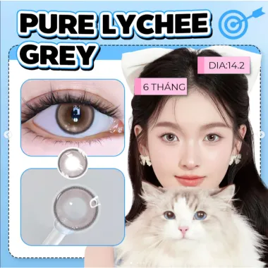 Lens 6 Tháng Fresh Lady mẫu PURE LYCHEE GREY xám hồng giãn nhẹ 14.2mm (Giá 1 chiếc)
