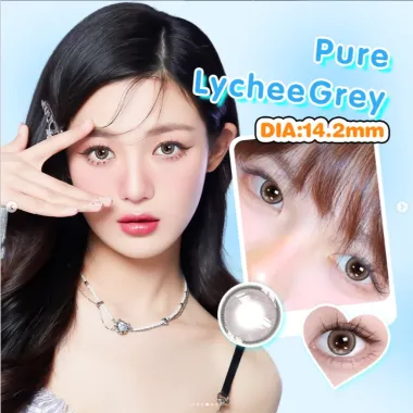 Lens 6 Tháng Fresh Lady mẫu PURE LYCHEE GREY xám hồng giãn nhẹ 14.2mm (Giá 1 chiếc)