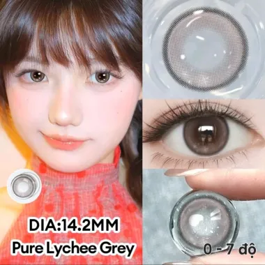 Lens 6 Tháng Fresh Lady mẫu PURE LYCHEE GREY xám hồng giãn nhẹ 14.2mm (Giá 1 chiếc)