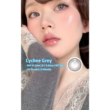 Lens 6 Tháng Fresh Lady mẫu PURE LYCHEE GREY xám hồng giãn nhẹ 14.2mm (Giá 1 chiếc)