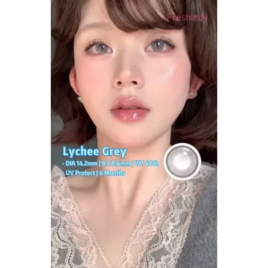 Lens 6 Tháng Fresh Lady mẫu PURE LYCHEE GREY xám hồng giãn nhẹ 14.2mm (Giá 1 chiếc)