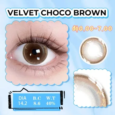 Lens 6 tháng Velvet Choco Brown – tông nâu socola giãn 14.2mm
