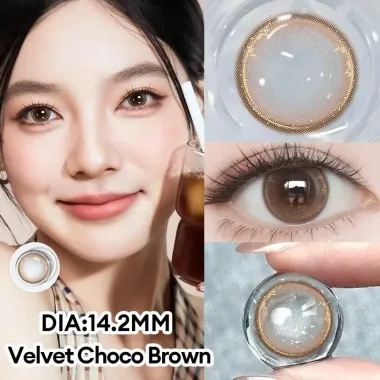 Lens 6 tháng Velvet Choco Brown – tông nâu socola giãn 14.2mm