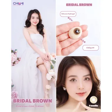 Lens nâu tây nhũ Bridal Brown giãn nhẹ 14.2mm