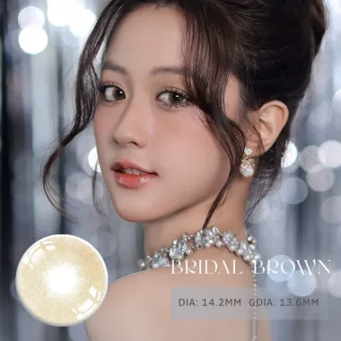 Lens nâu tây nhũ Bridal Brown giãn nhẹ 14.2mm
