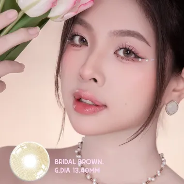 Lens nâu tây nhũ Bridal Brown giãn nhẹ 14.2mm