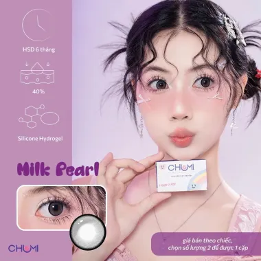 Milk Pearl LENS XÁM KIM CƯƠNG VIỀN ĐEN 14.5mm