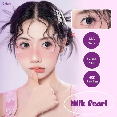 Milk Pearl LENS XÁM KIM CƯƠNG VIỀN ĐEN 14.5mm
