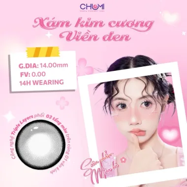 Milk Pearl LENS XÁM KIM CƯƠNG VIỀN ĐEN 14.5mm
