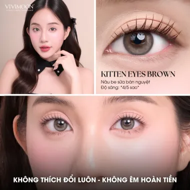 Tổng hợp Lens 1 ngày cận VIVIMOON khóa ẩm 2 mẫu Pear Gray và Kitten Eye Brown (Giá 1 chiếc)