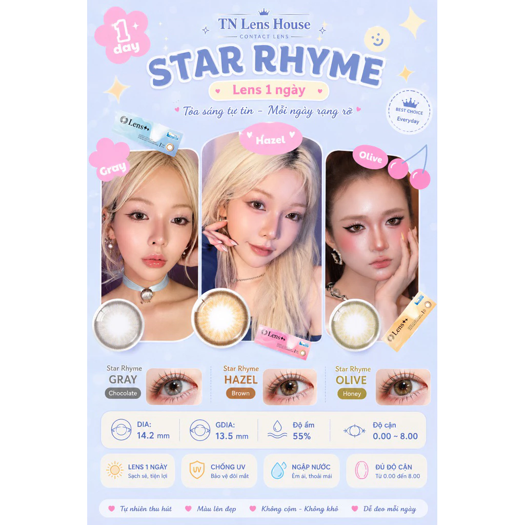 (Giá 1 chiếc) LENS 1 NGÀY STAR RYME SERIES – CHỐNG ÁNH SÁNG XANH - Xingeyes