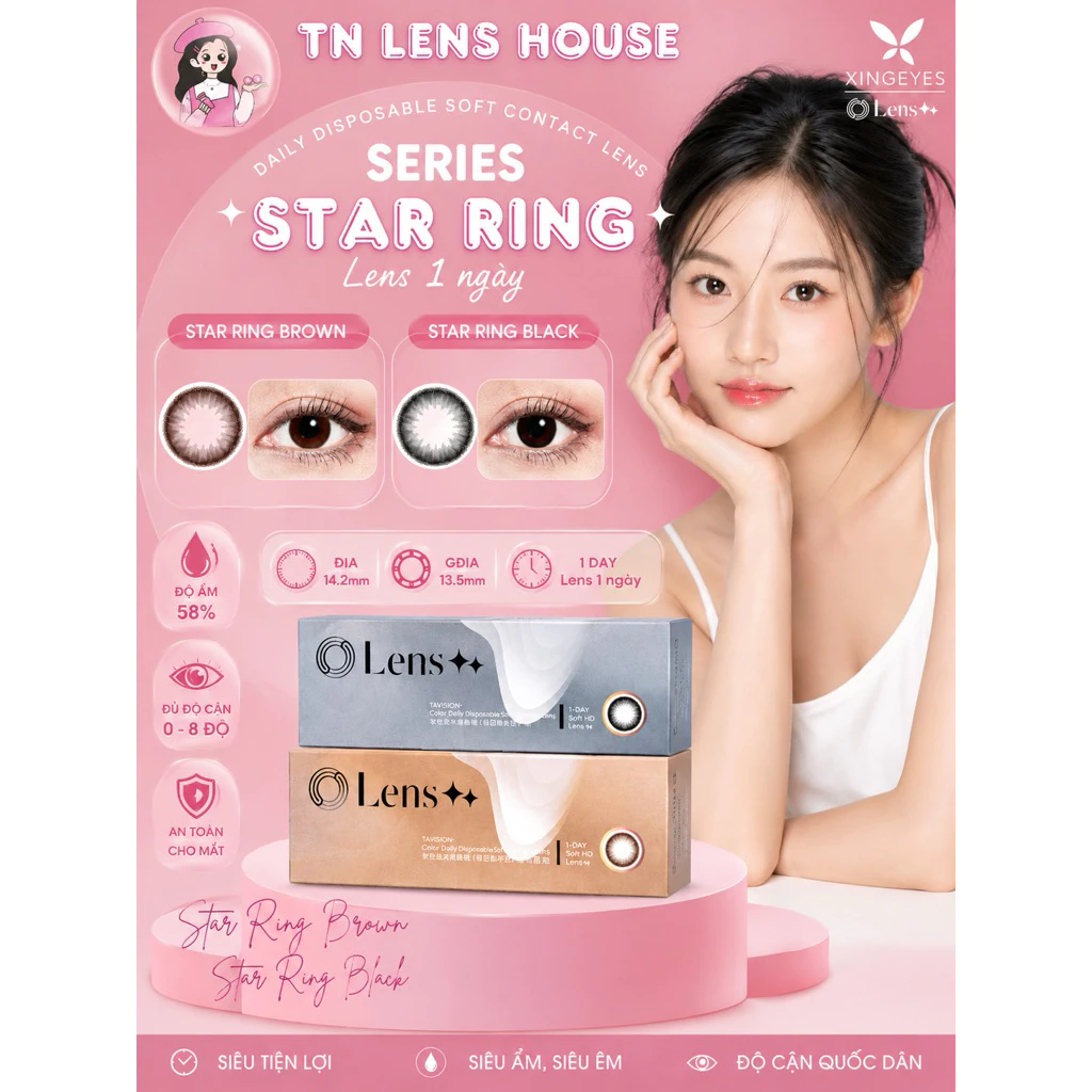 (Giá 1 chiếc) Series STARING – Lens 1 ngày Chống tia UV Xing Eyes