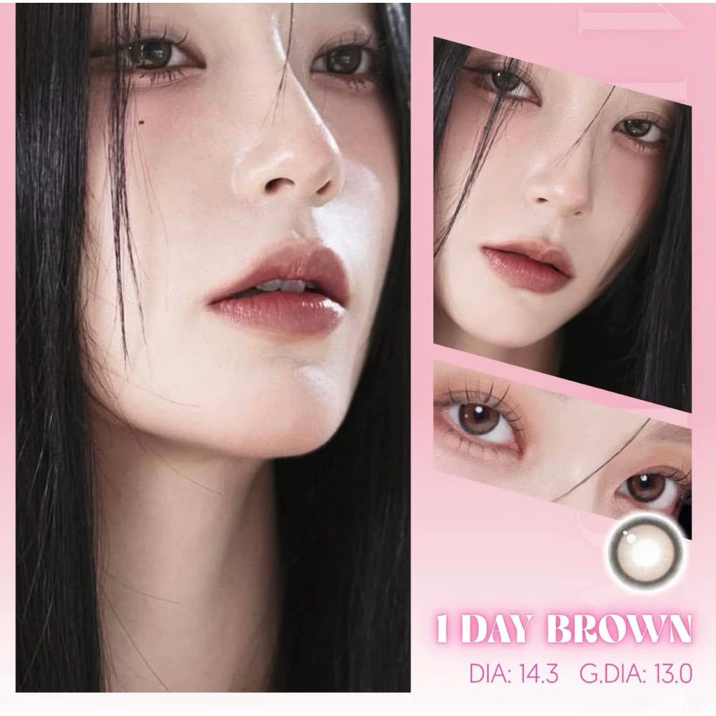  (GIÁ 1 CHIẾC) 1Day Brown - Màu nâu tự nhiên - Kính áp tròng Eyesm