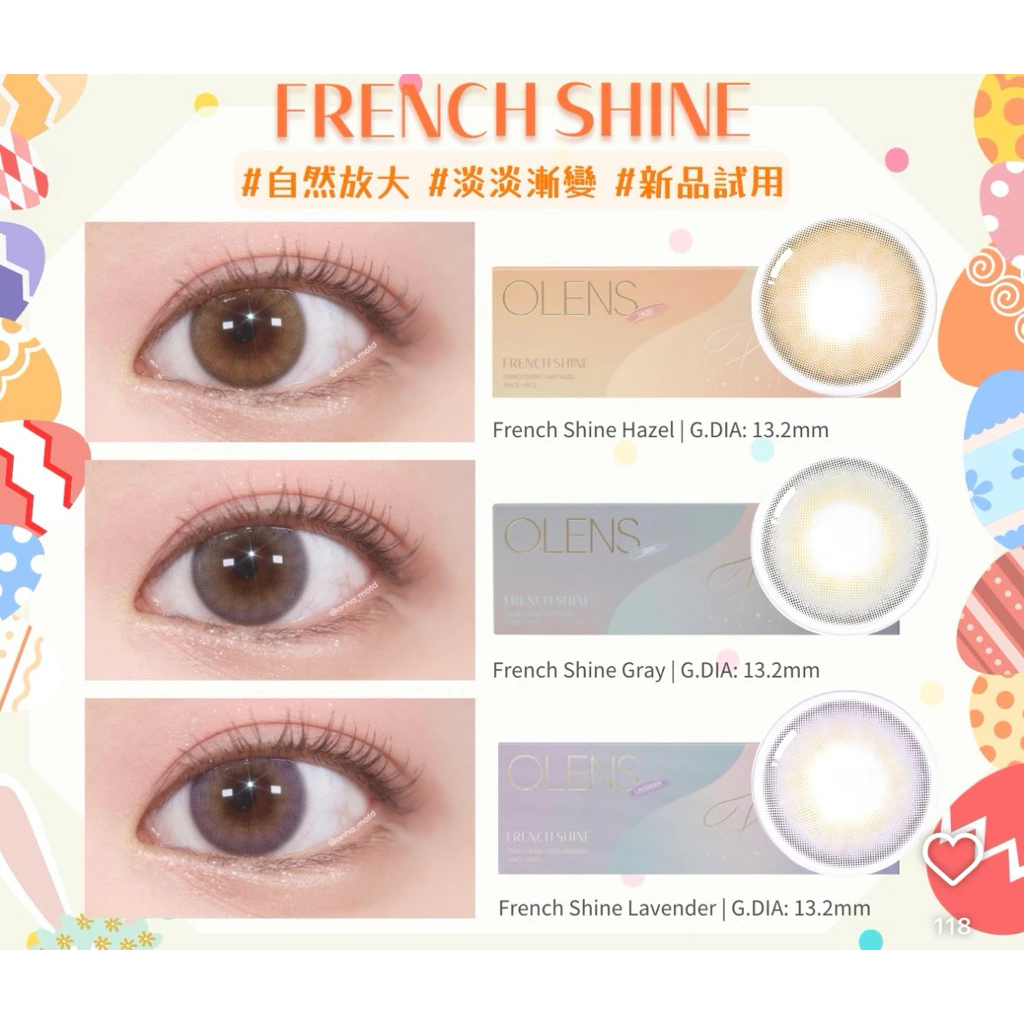 (GIÁ 1 ĐÔI) Lens 1Day Series French Shine hãng OLENS Chính Hãng 