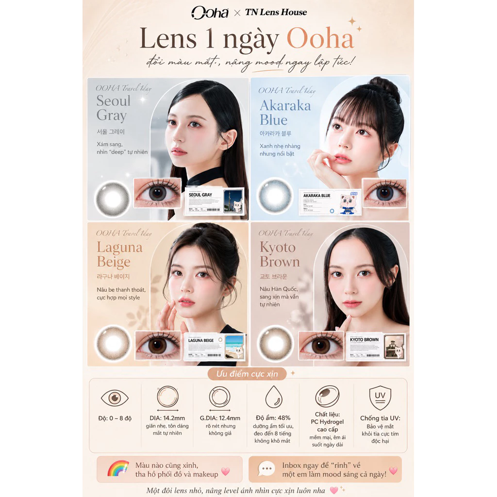 (Gía 1 ĐÔI) Series Lens 1 ngày OOHA chuẩn Hàn