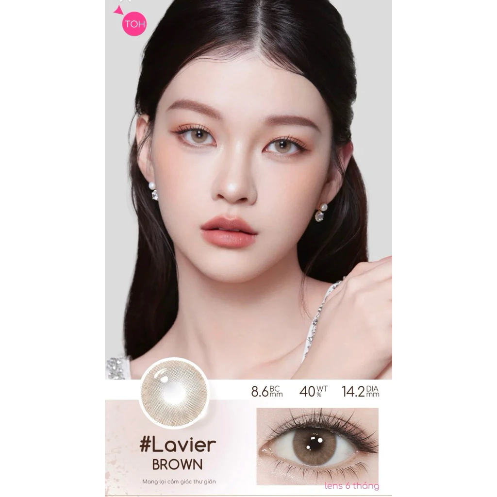 Lens 6 Tháng Fresh Lady mẫu Lavier Brown NÂU KHÓI- giãn nhẹ 14.2mm (GIÁ 1 CHIẾC)